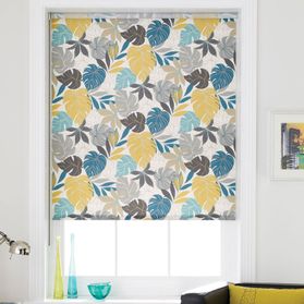 teal patterned blind